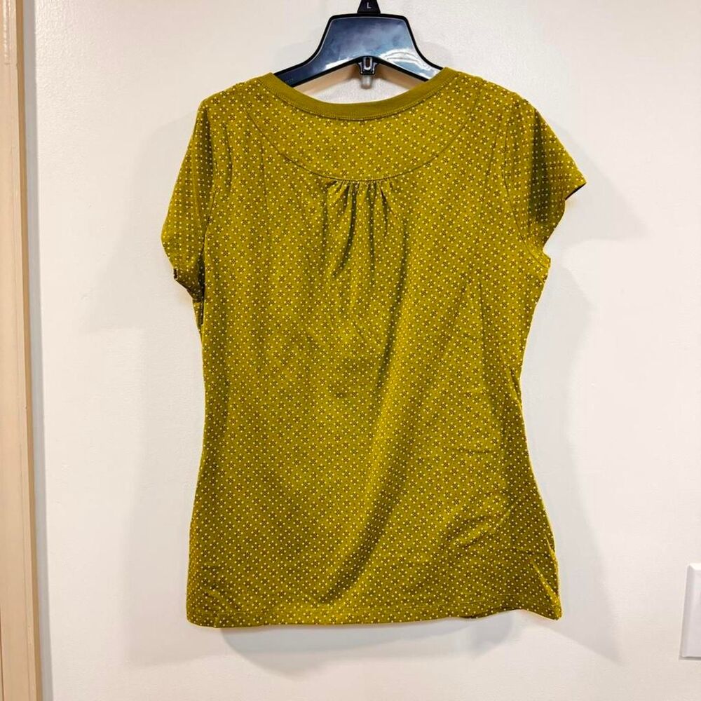 Y2K Green Brown polka dot button baby doll top Large romantic Henley Gilmore - Picture 4 of 6
